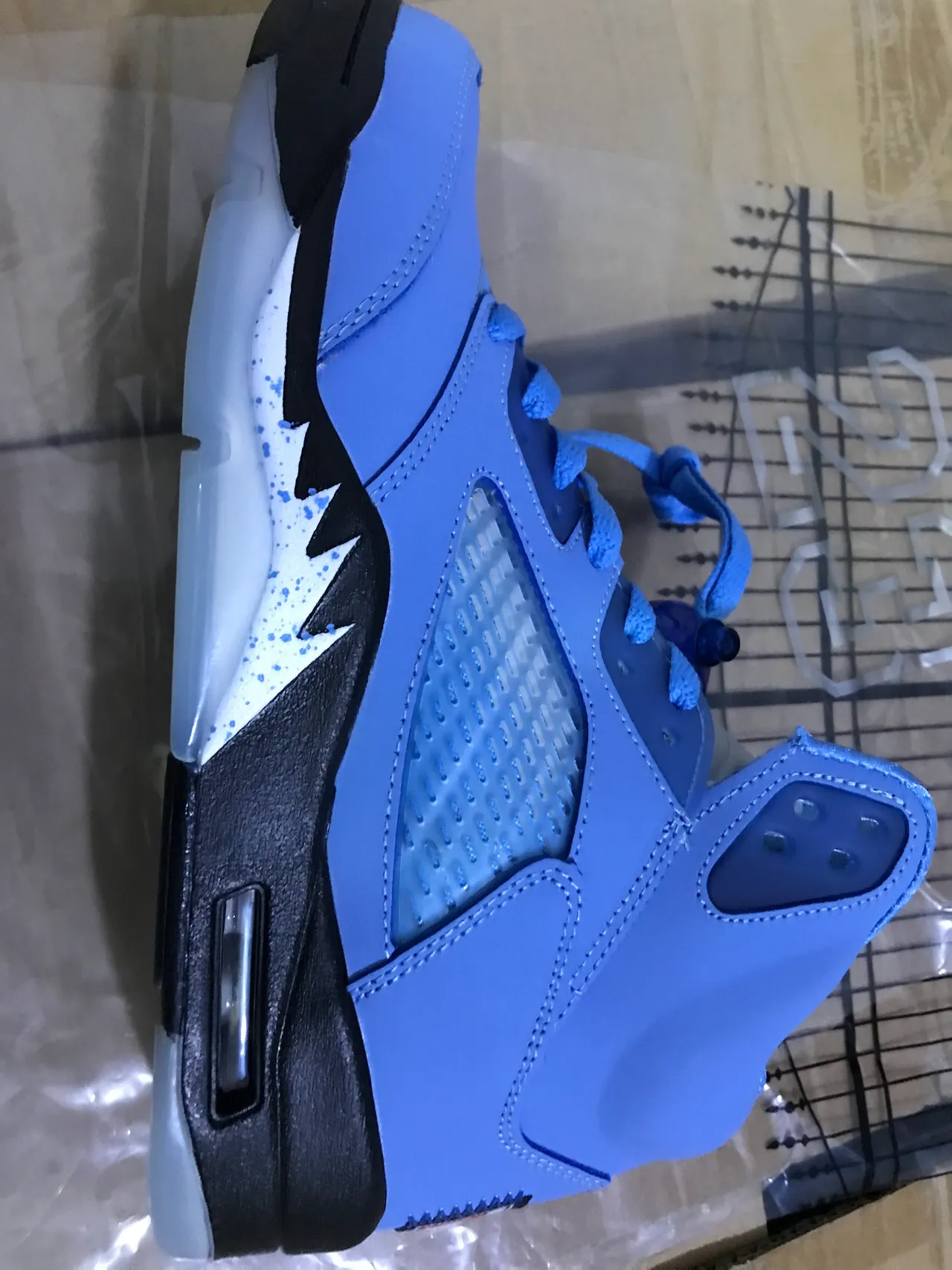 Air Jordan 5 Light Blue Silver Basketball Shoes 23