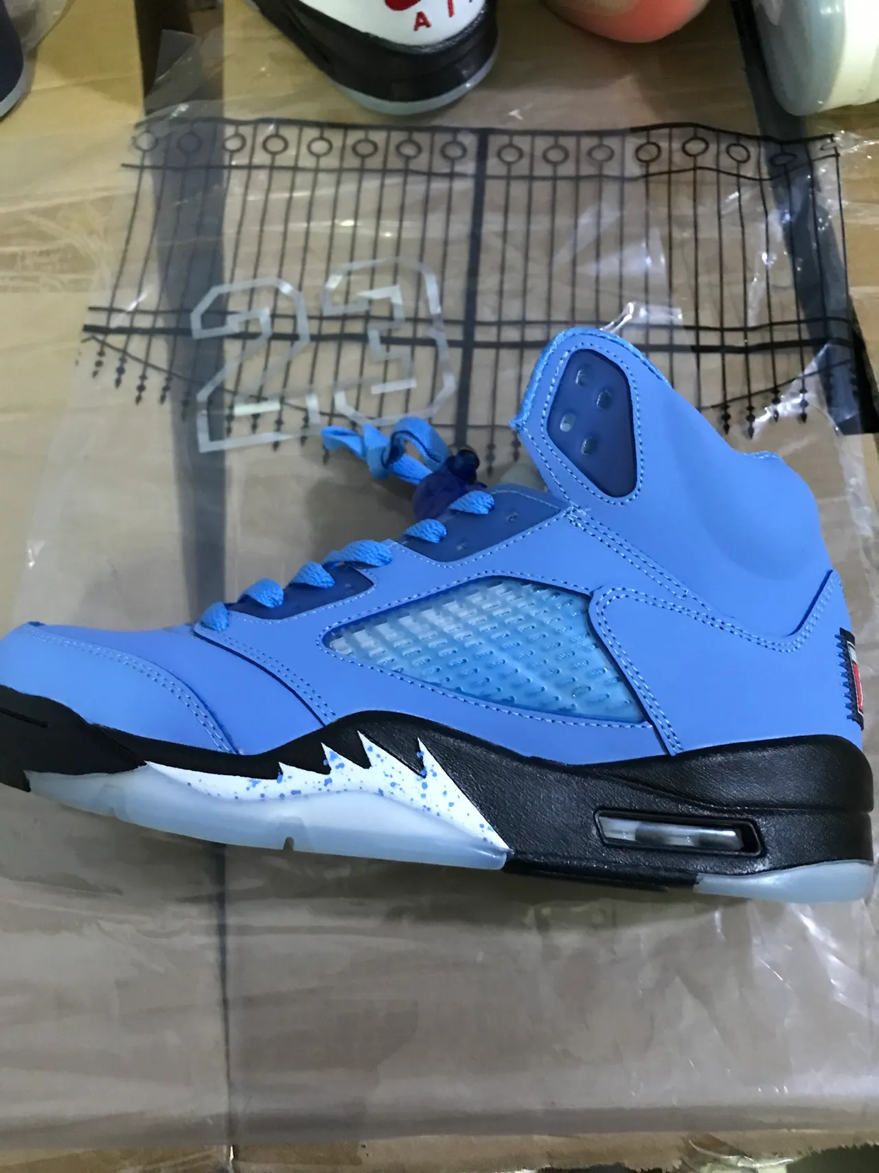 Air Jordan 5 Light Blue Silver Basketball Shoes 24