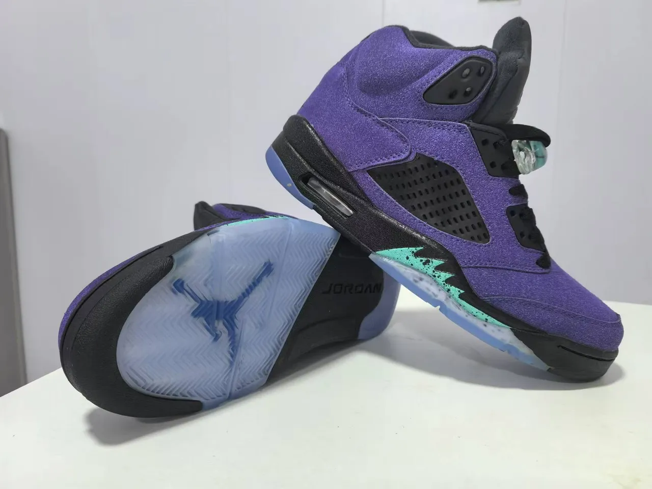 Air Jordan 5 Purple Black Teal Translucent Basketball Shoes 4