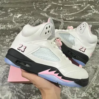 Air Jordan 5 White Pink Black Basketball Shoes