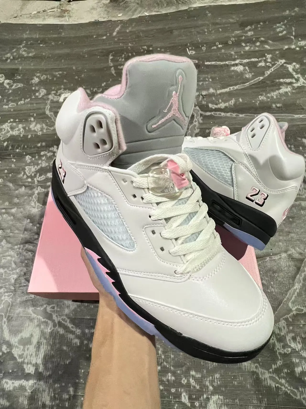 Air Jordan 5 White Pink Black Basketball Shoes 2