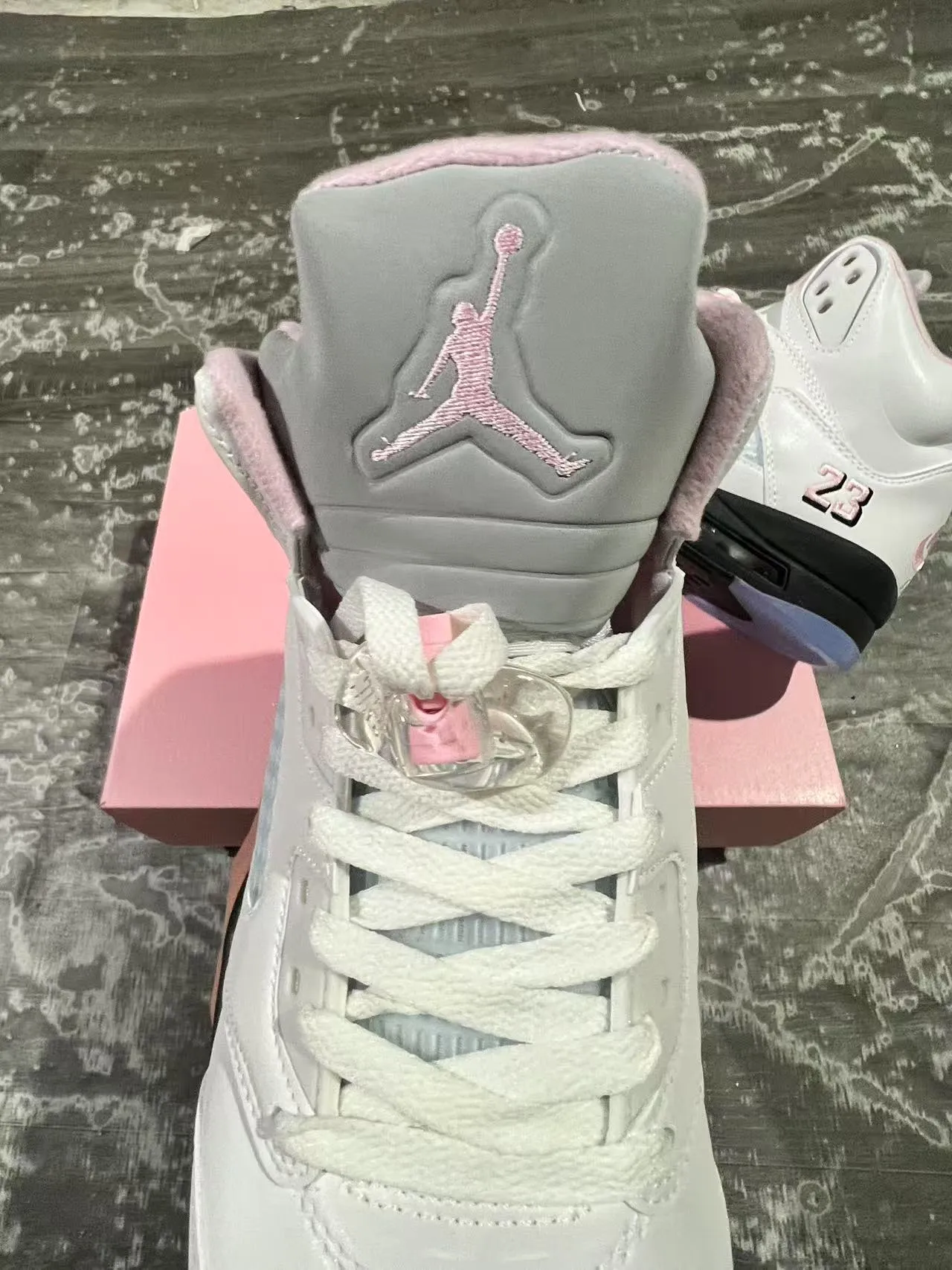 Air Jordan 5 White Pink Black Basketball Shoes 3