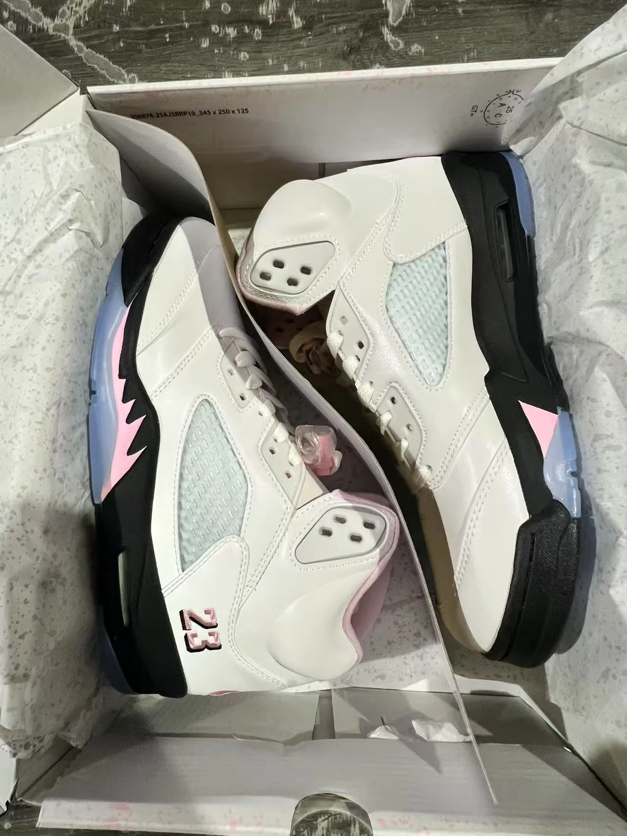 Air Jordan 5 White Pink Black Basketball Shoes 6