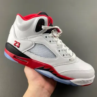 Air Jordan 5 White Red Black Basketball Shoes