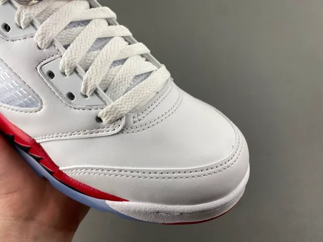 Air Jordan 5 White Red Black Basketball Shoes 2