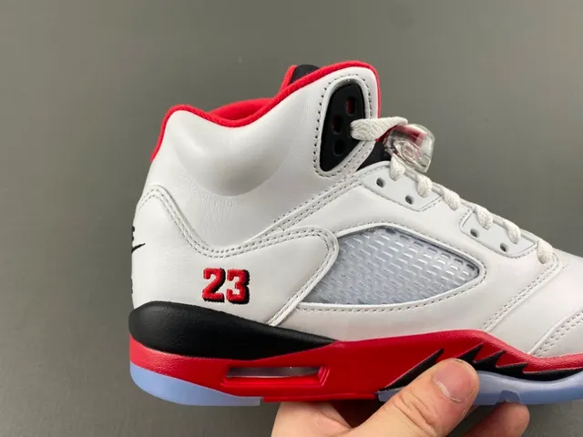 Air Jordan 5 White Red Black Basketball Shoes 3