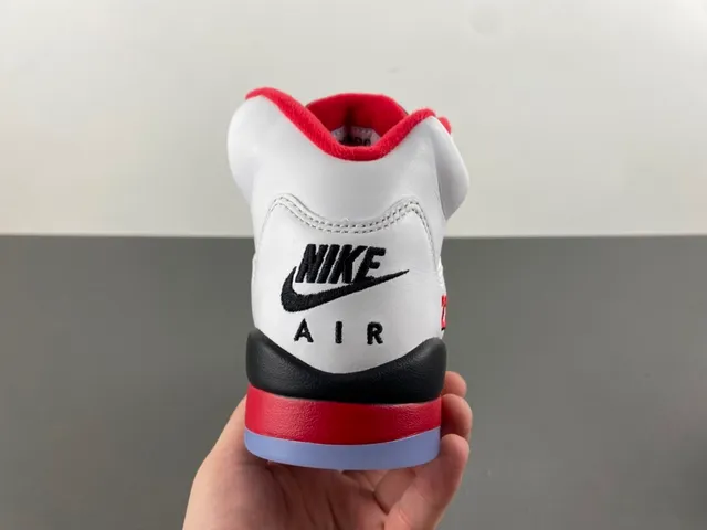 Air Jordan 5 White Red Black Basketball Shoes 4