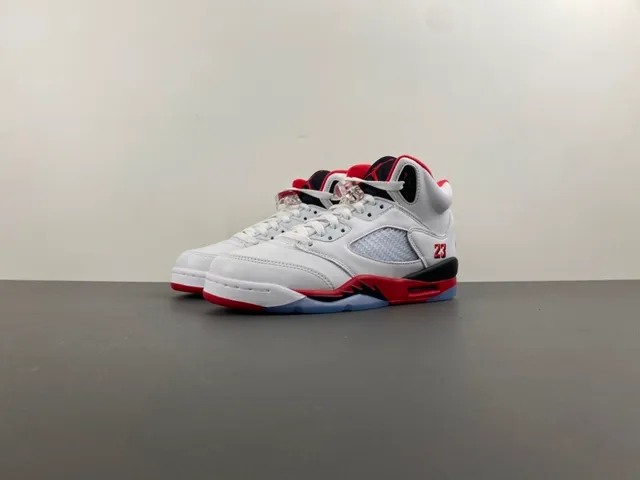 Air Jordan 5 White Red Black Basketball Shoes 10