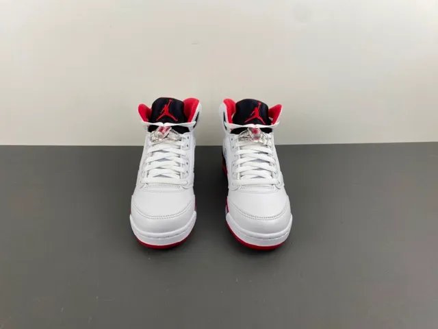 Air Jordan 5 White Red Black Basketball Shoes 11