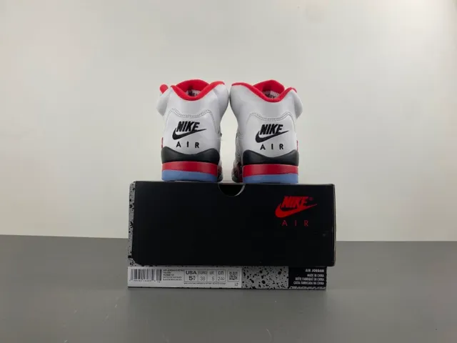 Air Jordan 5 White Red Black Basketball Shoes 15