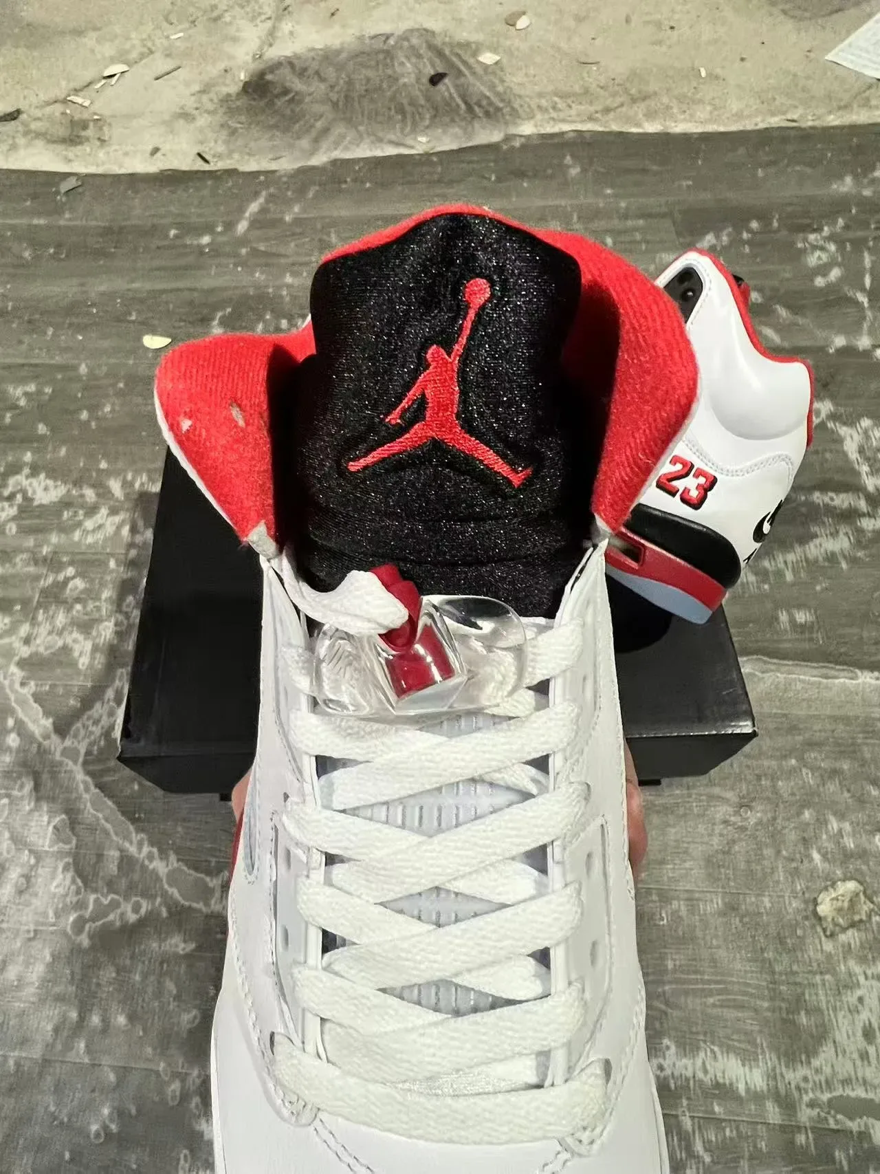 Air Jordan 5 Blanc Rouge Noir Chaussures de Basketball 8