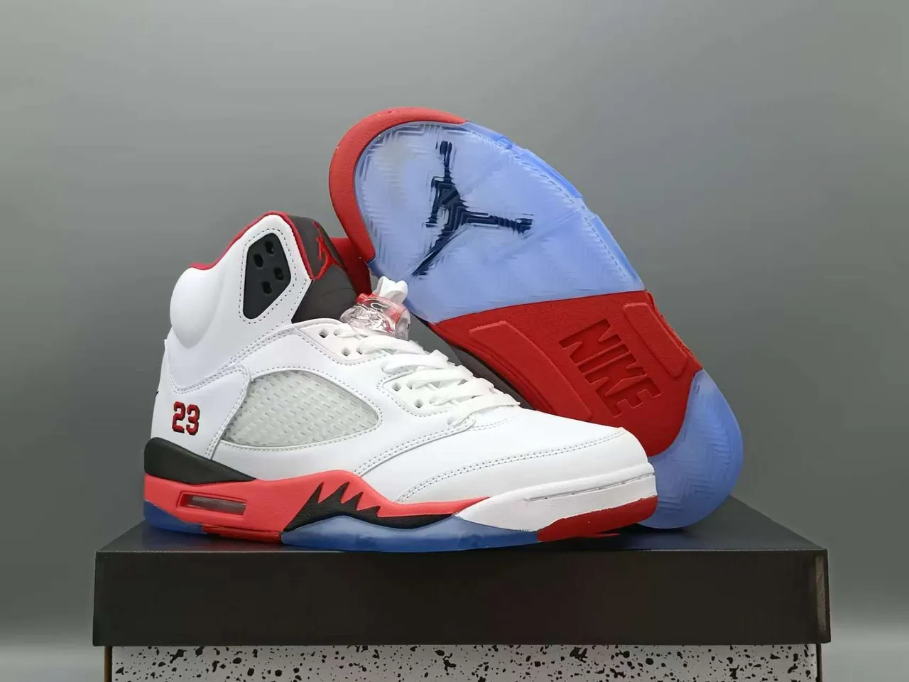Air Jordan 5 White Red Black Blue Basketball Shoes 3