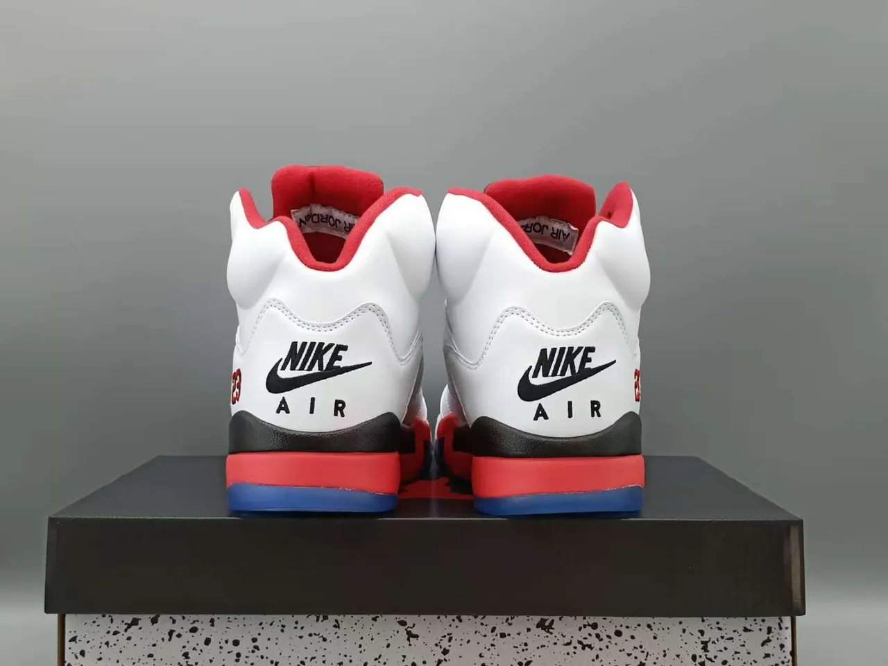 Air Jordan 5 White Red Black Blue Basketball Shoes 5