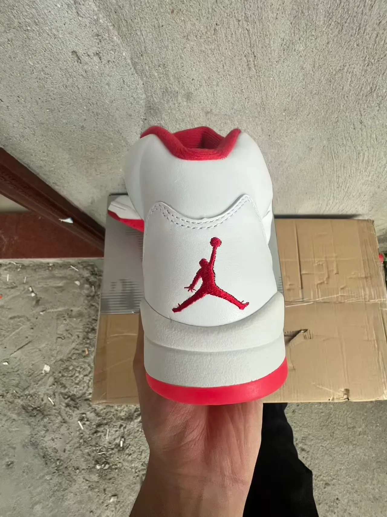 Air Jordan 5 Blanc Rouge Orange Flame Chaussures de Basketball 8