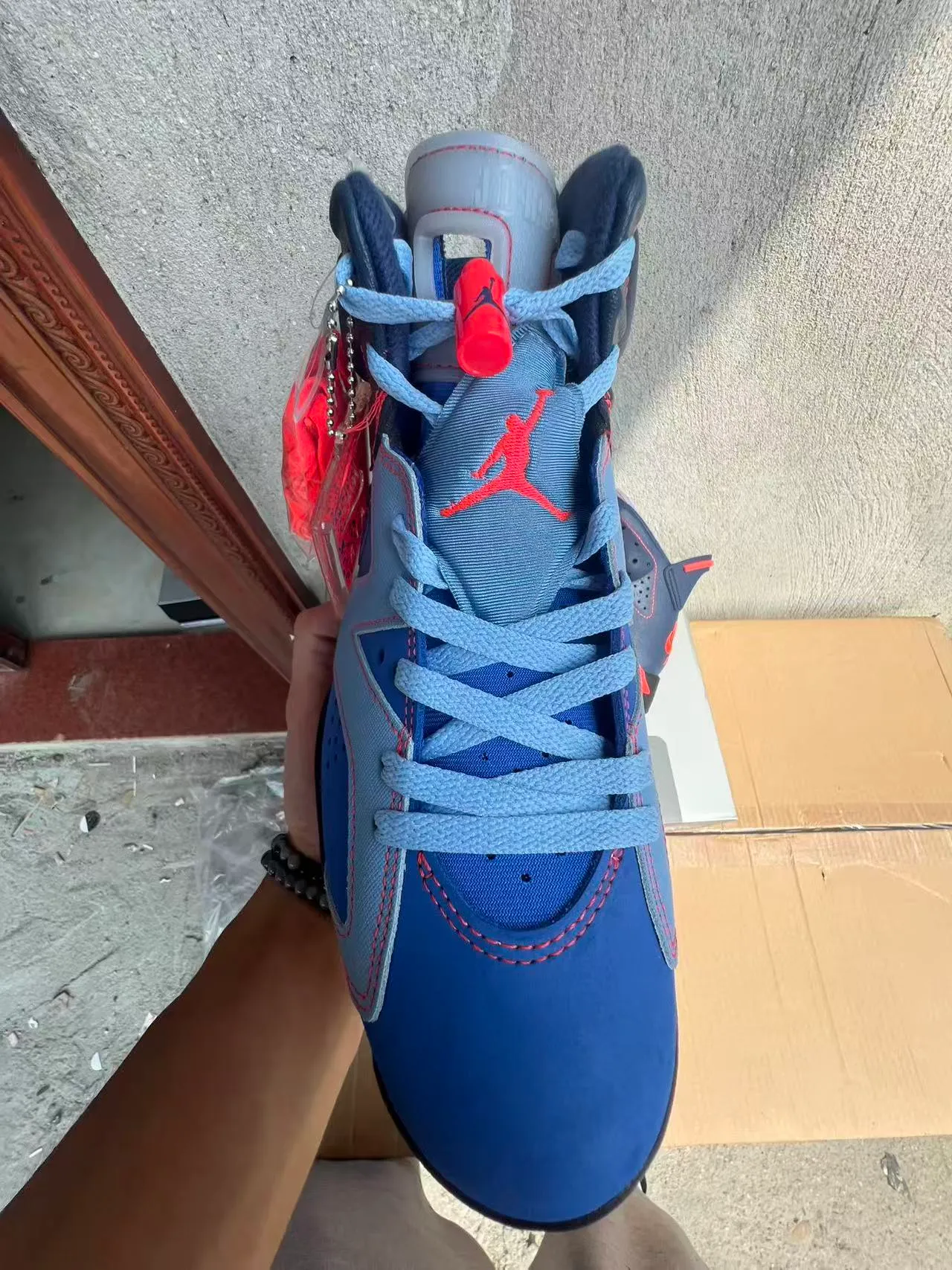 Air Jordan 6 Atlanta Braves Navy Light Blue Orange Basketball Shoes 3