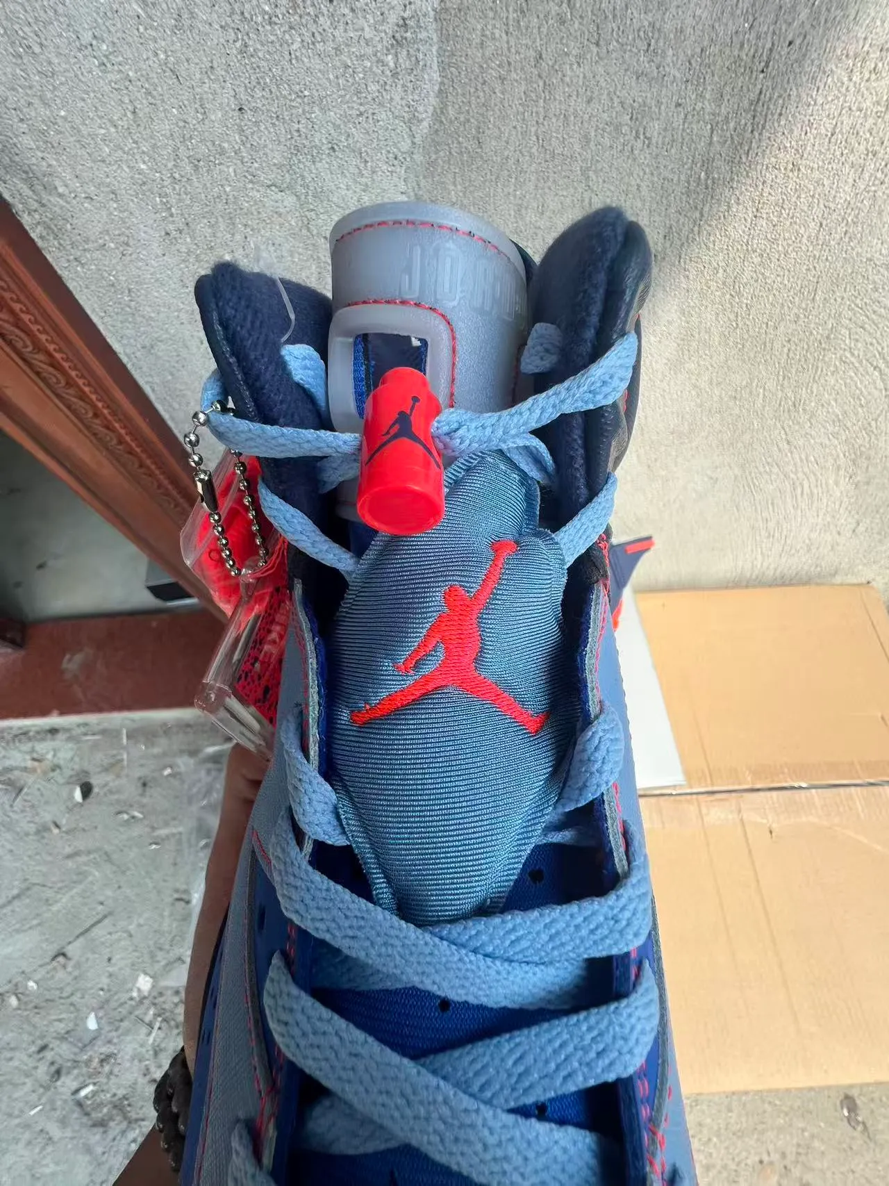 Air Jordan 6 Atlanta Braves Navy Light Blue Orange Basketball Shoes 4