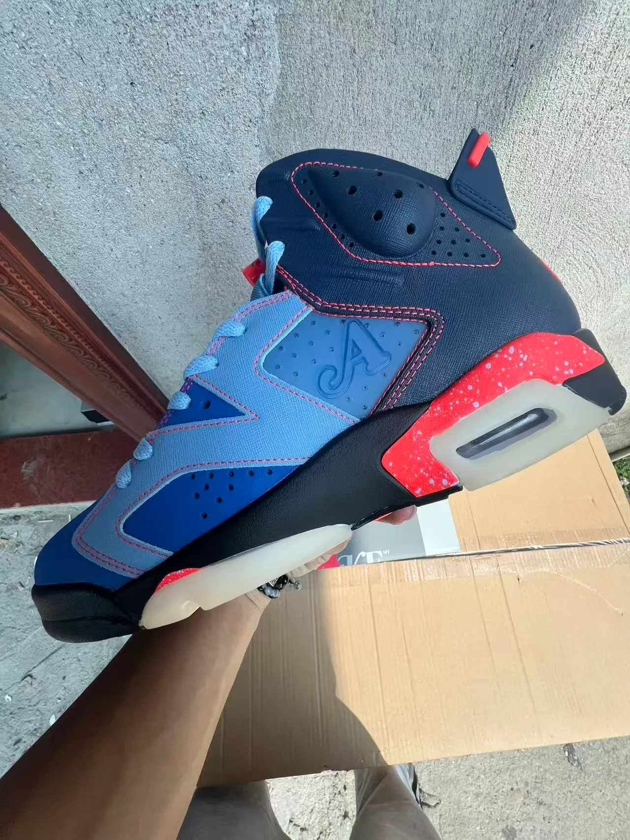 Air Jordan 6 Atlanta Braves Navy Light Blue Orange Basketball Shoes 5