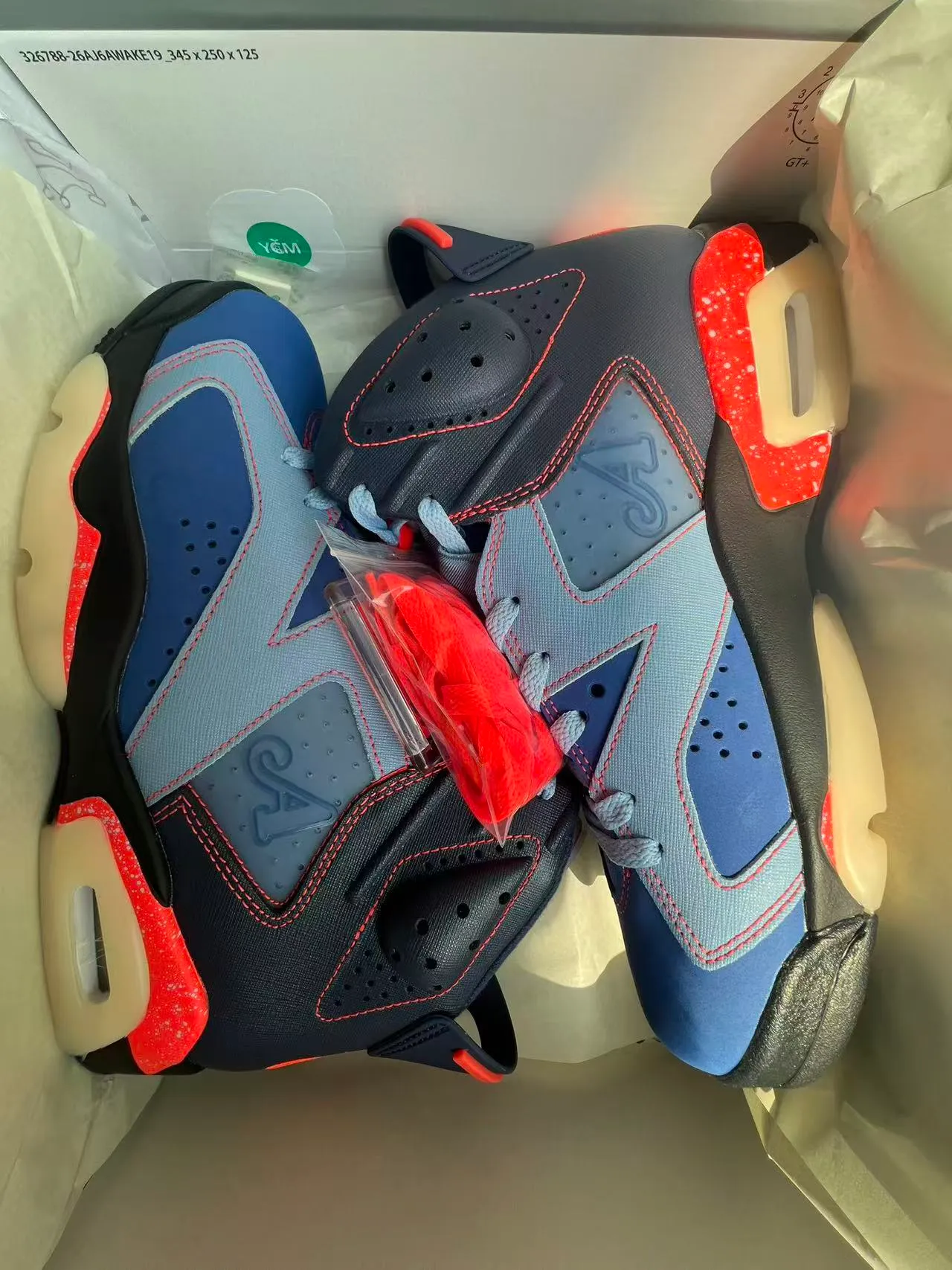 Air Jordan 6 Atlanta Braves Navy Light Blue Orange Basketball Shoes 9