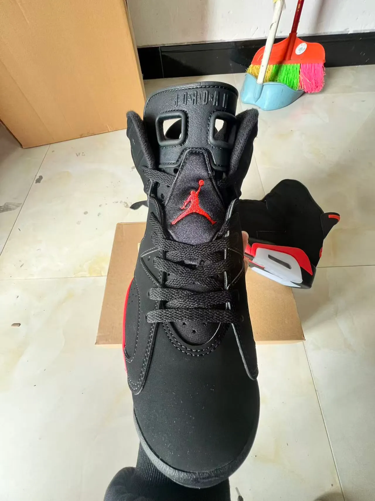 Air Jordan 6 Black Red Basketball Shoes 3