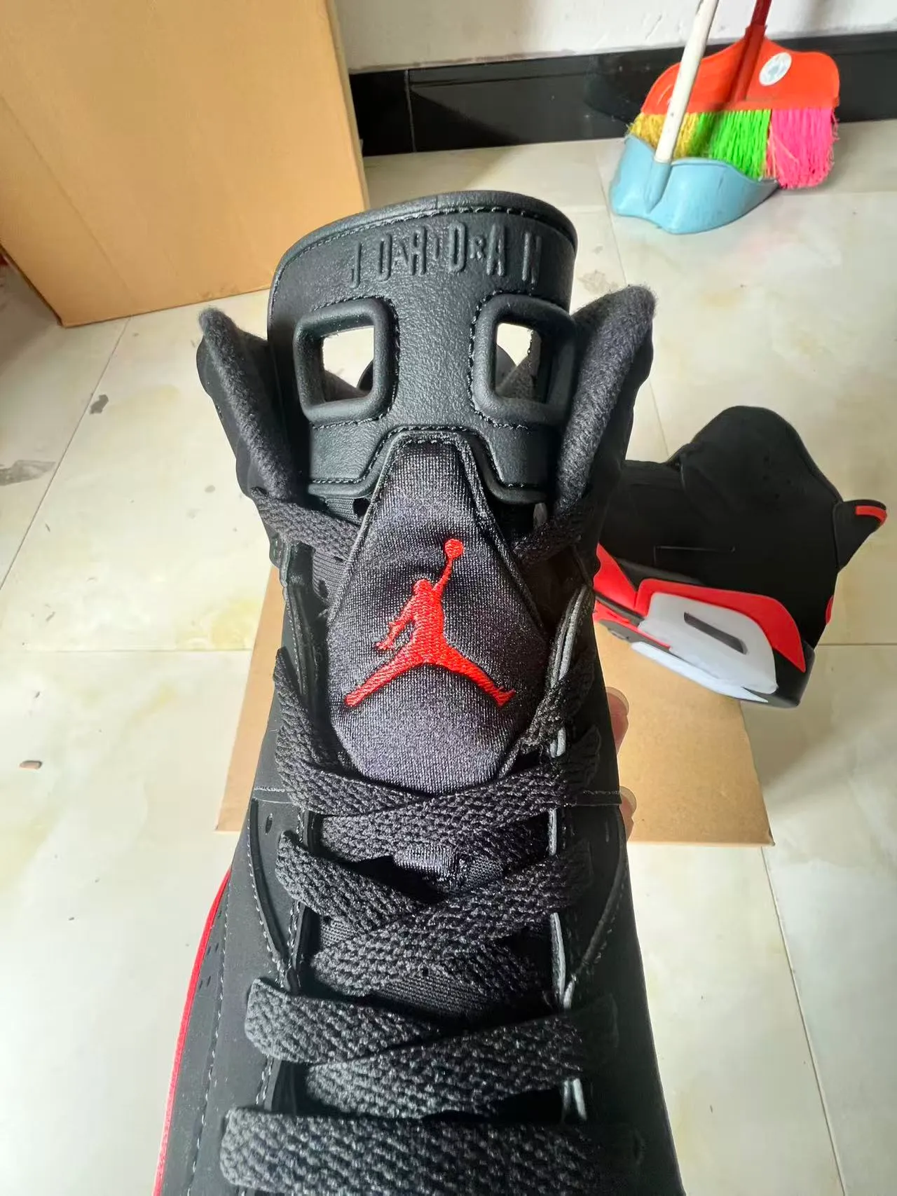 Air Jordan 6 Black Red Basketball Shoes 4