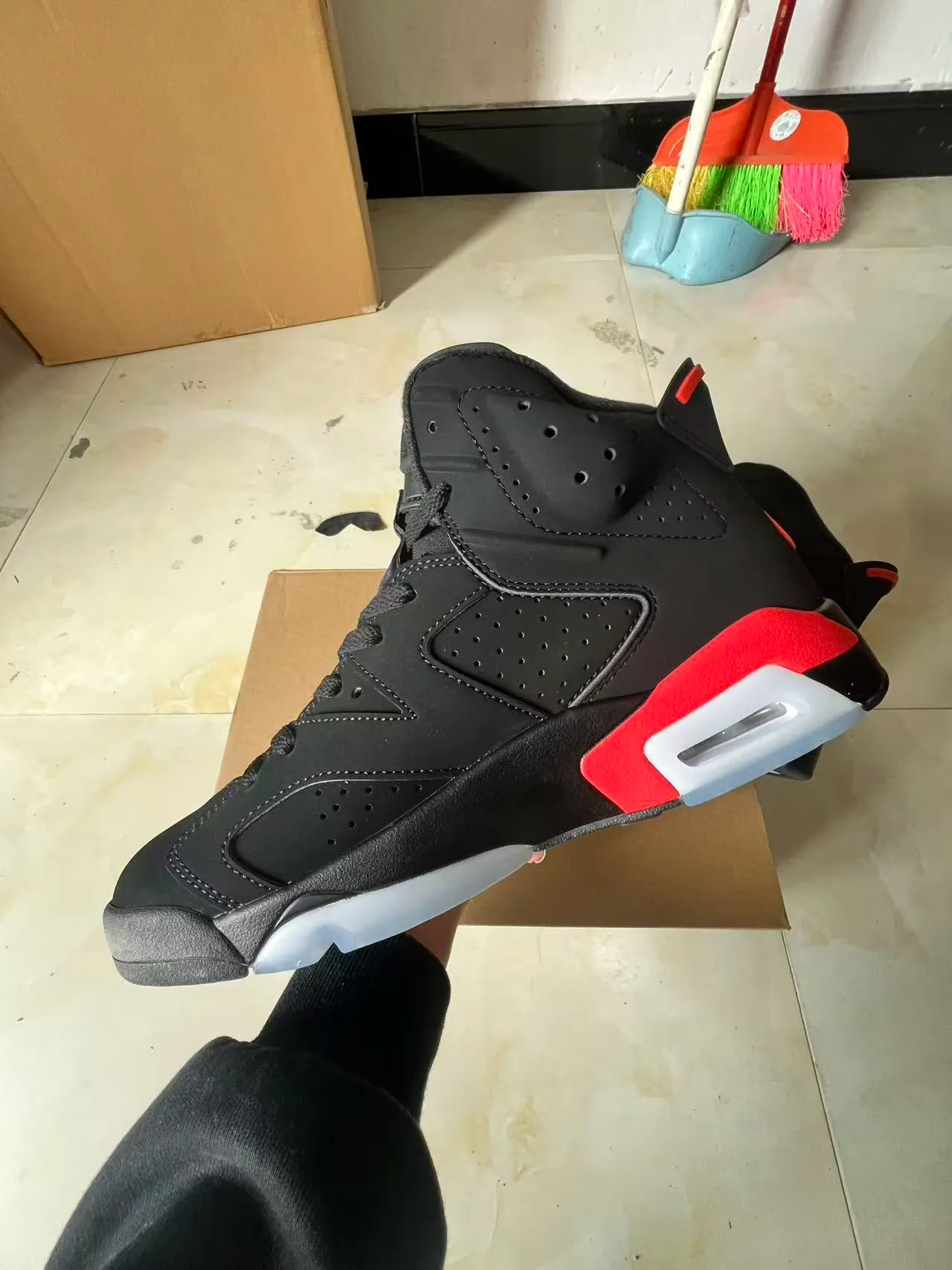 Air Jordan 6 Black Red Basketball Shoes 5