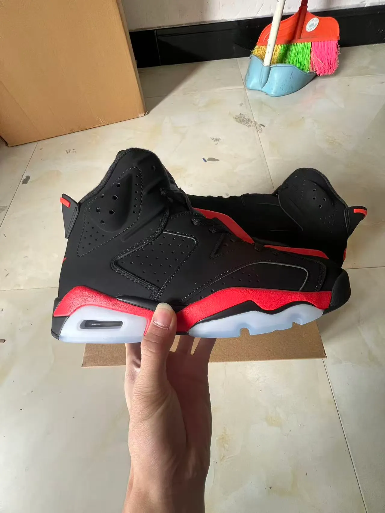 Air Jordan 6 Black Red Basketball Shoes 7