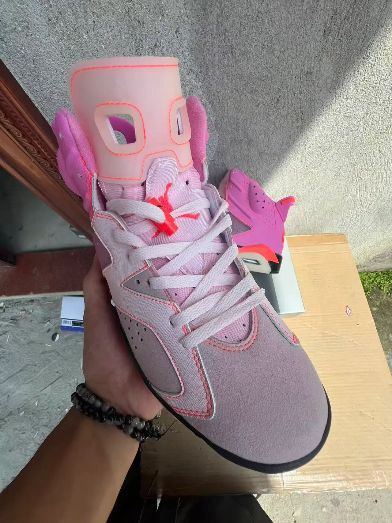 Air Jordan 6 Pink Orange Gray Basketball Shoes 2