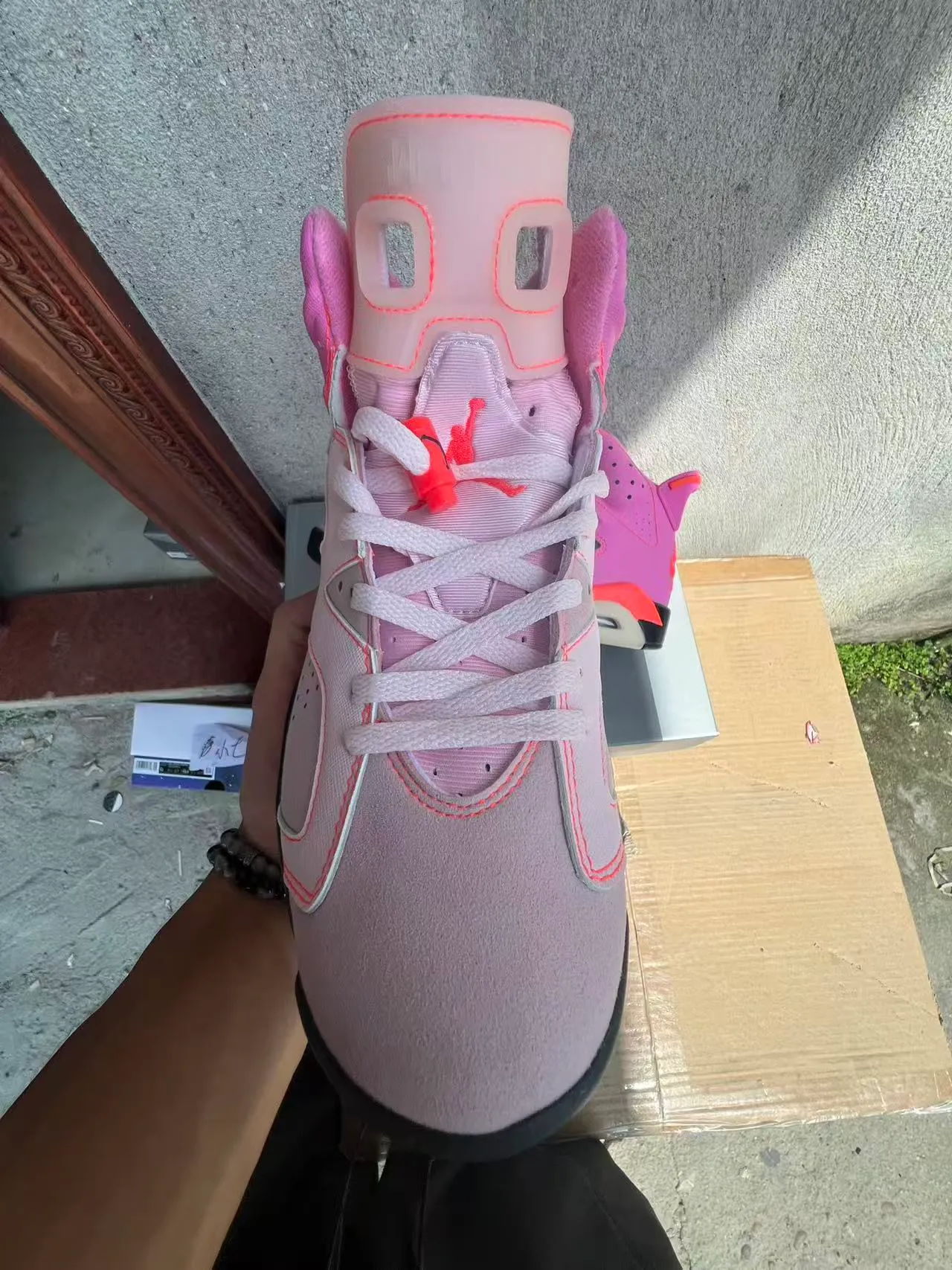 Air Jordan 6 Pink Orange Gray Basketball Shoes 3