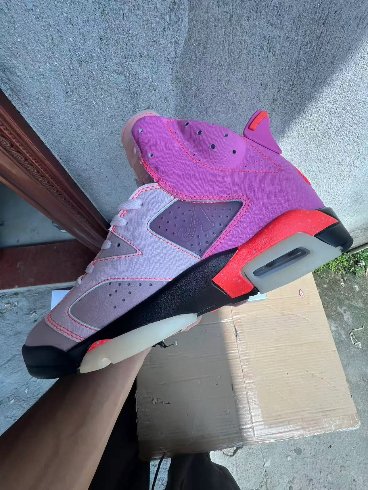 Air Jordan 6 Pink Orange Gray Basketball Shoes 5