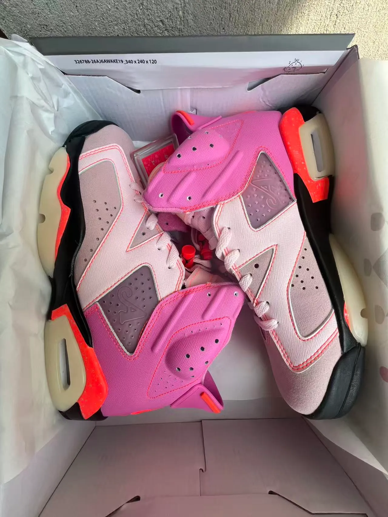 Air Jordan 6 Pink Orange Gray Basketball Shoes 9