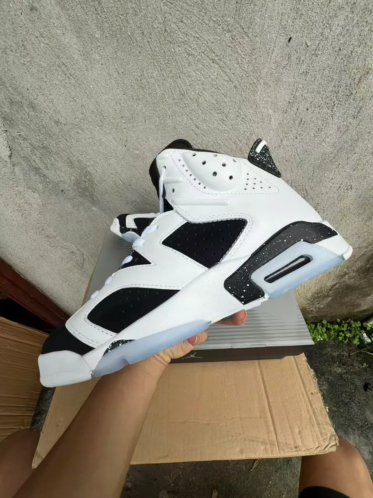 Air Jordan 6 White Black Speckle Basketball Shoes 5