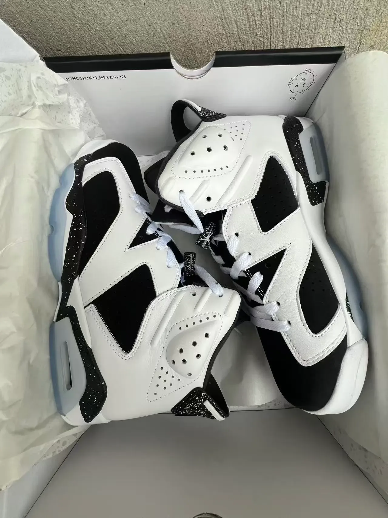 Air Jordan 6 White Black Speckle Basketball Shoes 9