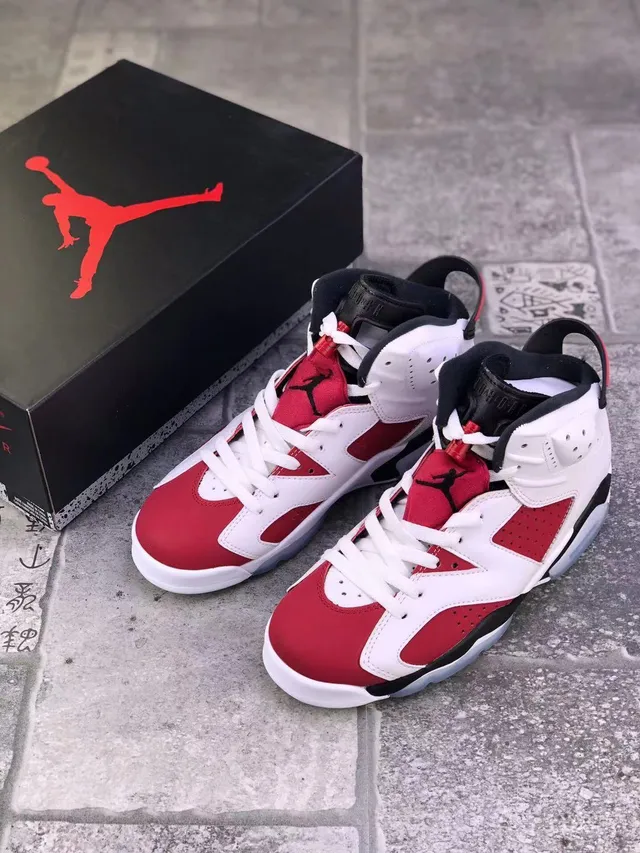 Air Jordan 6 White University Red Black Basketball Shoes 2