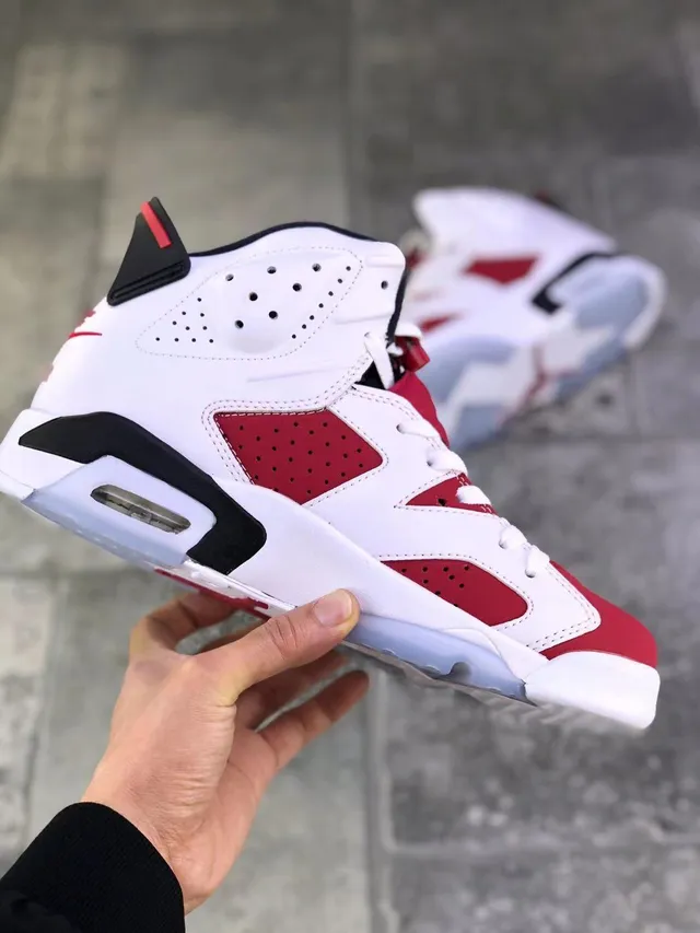 Air Jordan 6 White University Red Black Basketball Shoes 5