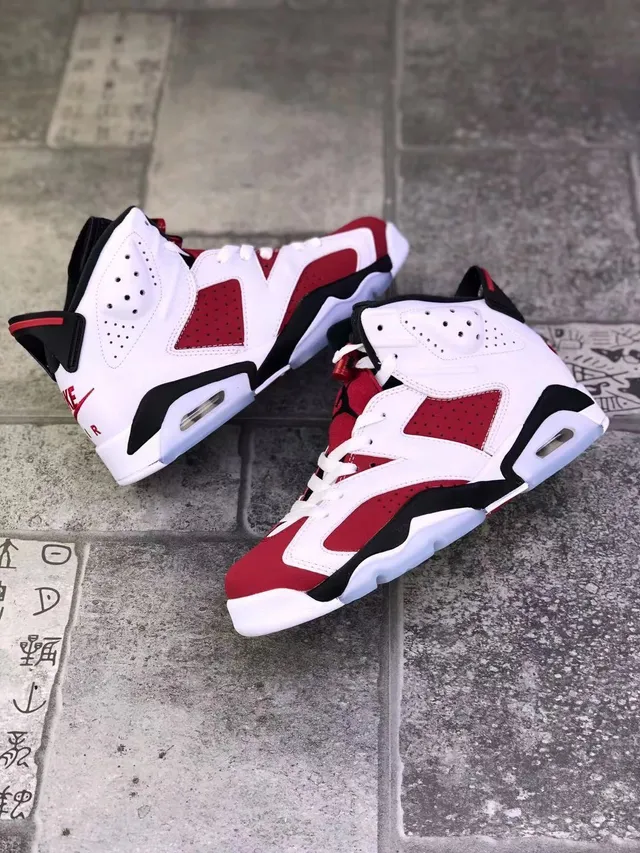 Air Jordan 6 White University Red Black Basketball Shoes 6