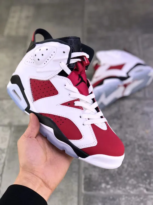 Air Jordan 6 White University Red Black Basketball Shoes 7