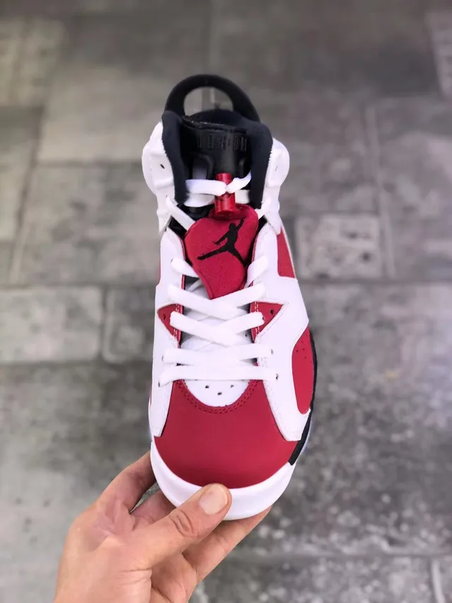 Air Jordan 6 White University Red Black Basketball Shoes 8