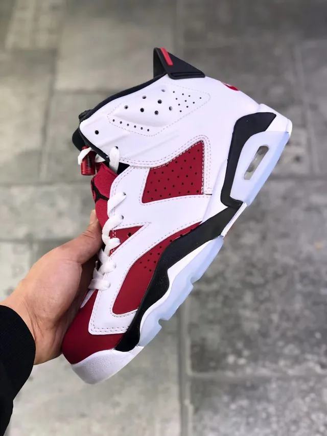 Air Jordan 6 White University Red Black Basketball Shoes 9