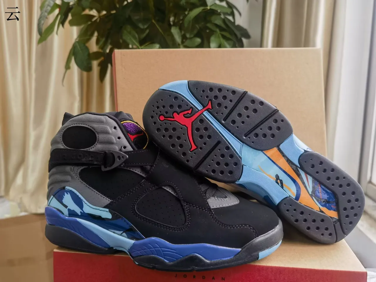 Air Jordan 8 Black Gray Blue Basketball Shoes 6