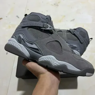 Air Jordan 8 Gray Suede High-Top Basketball Shoes