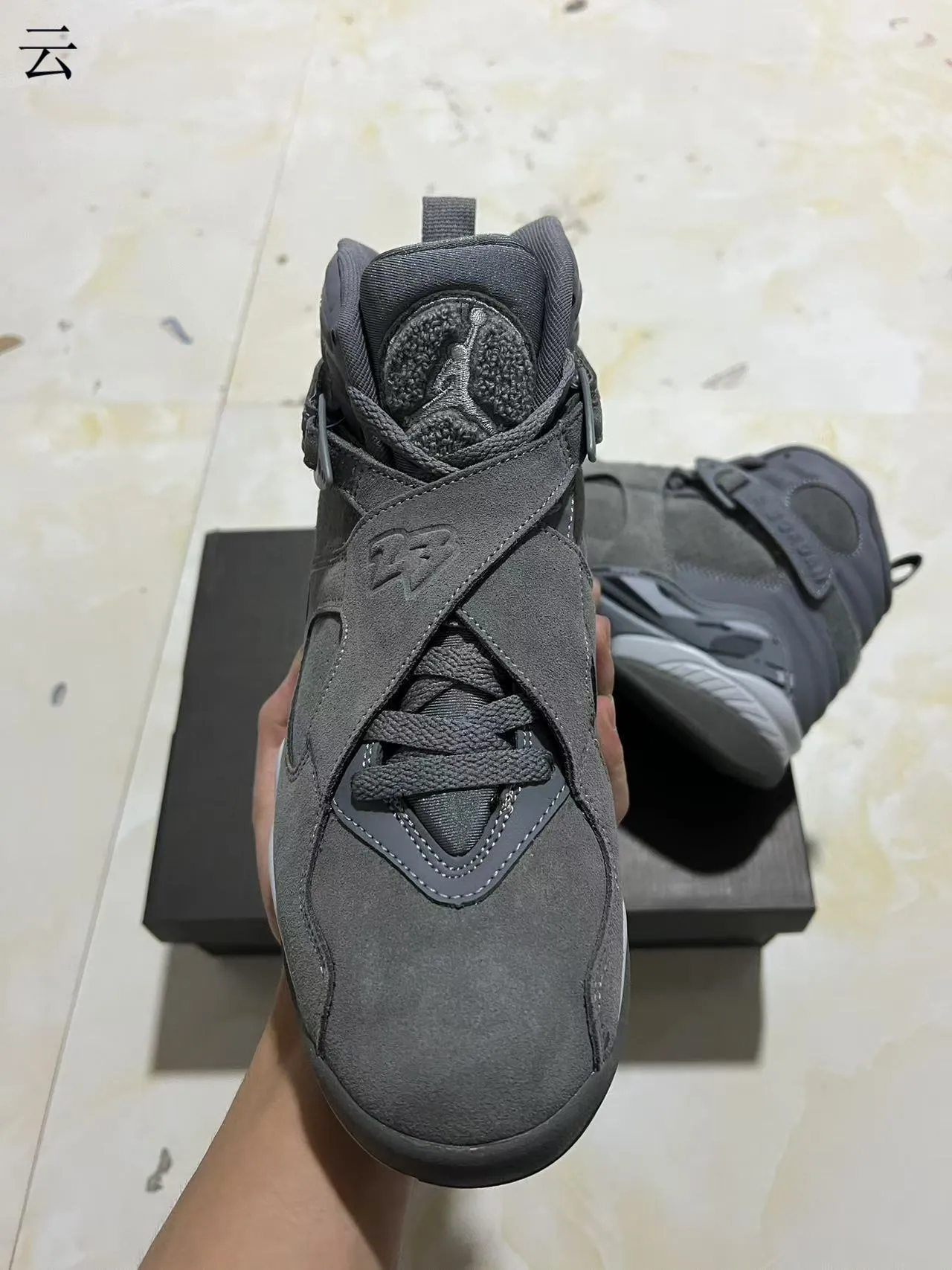 Air Jordan 8 Gray Suede High-Top Basketball Shoes 3