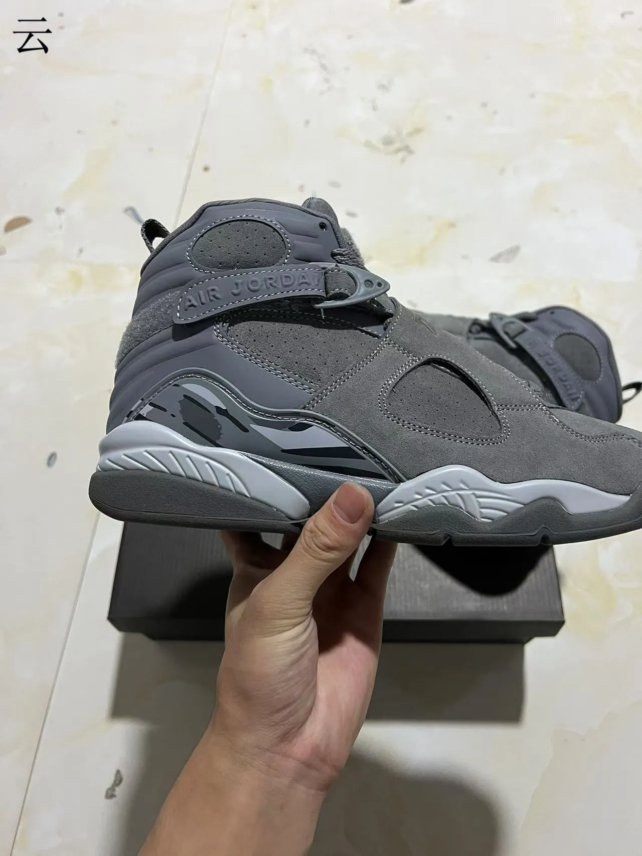 Air Jordan 8 Gray Suede High-Top Basketball Shoes 7