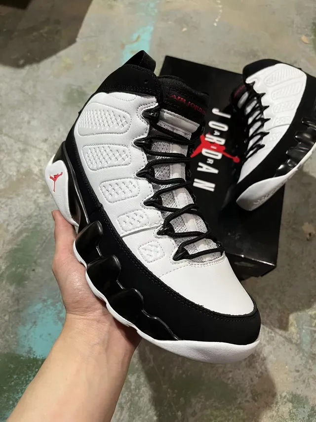 Air Jordan 9 Black White Red Basketball Shoes 2