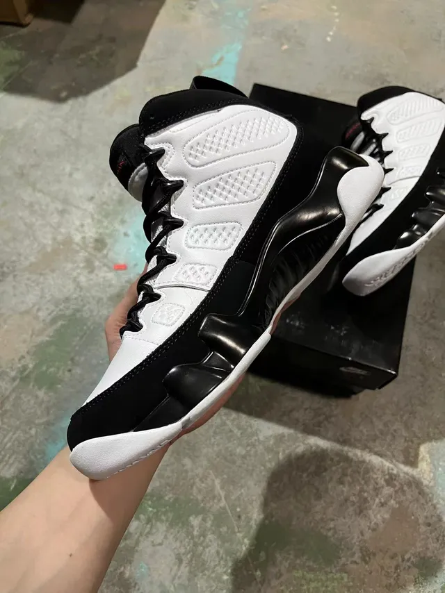 Air Jordan 9 Black White Red Basketball Shoes 3