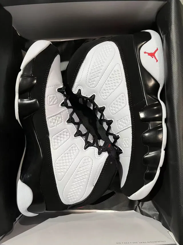 Air Jordan 9 Black White Red Basketball Shoes 7