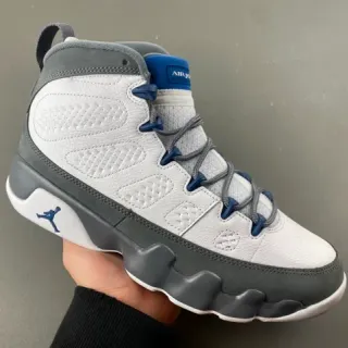 Air Jordan 9 White Gray Navy Basketball Shoes