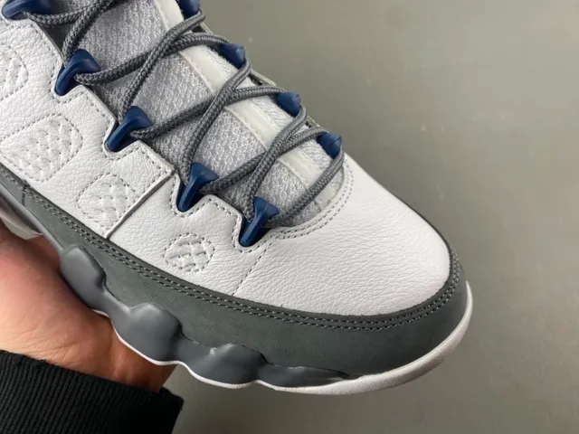 Air Jordan 9 White Gray Navy Basketball Shoes 2