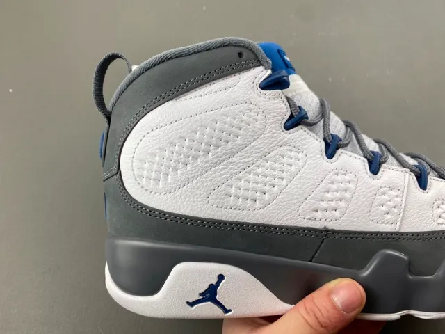 Air Jordan 9 White Gray Navy Basketball Shoes 3