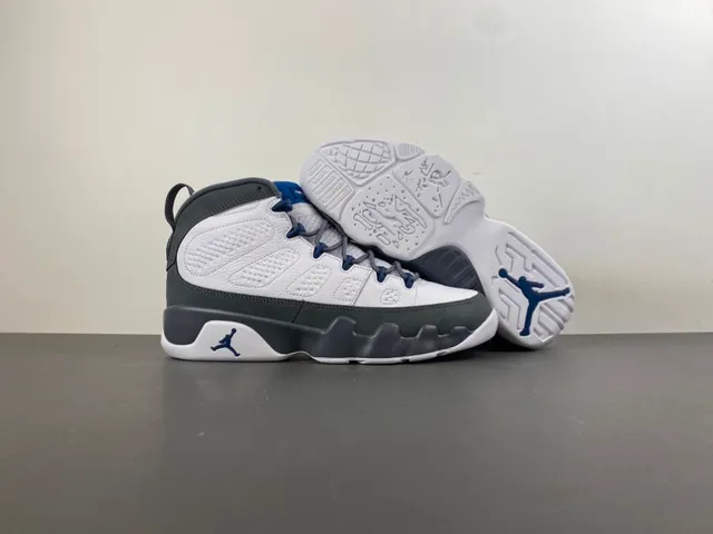 Air Jordan 9 White Gray Navy Basketball Shoes 12