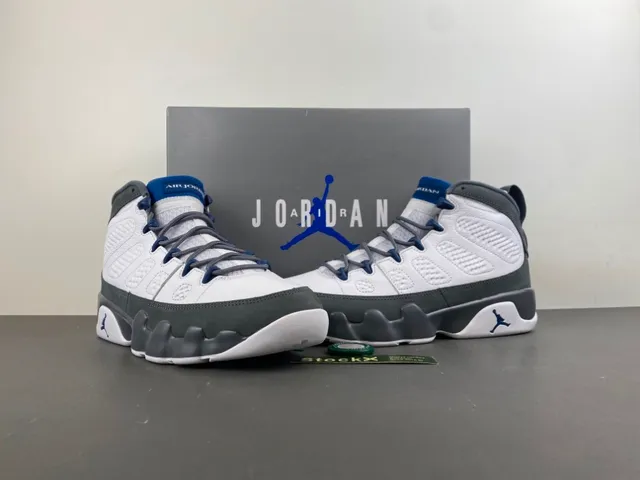 Air Jordan 9 White Gray Navy Basketball Shoes 13